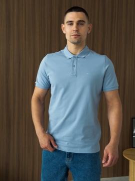 Мужское поло в голубом цвете на 2 пуговицы Ф-1547