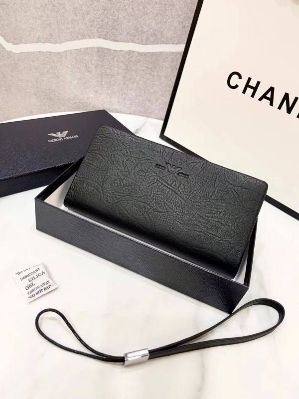 Мужской кожаный клатч Armani на 2 молнии К-139