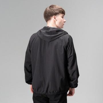 Куртка ветровка двухсторонняя черно-серая с капюшоном К-1605