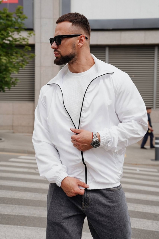 Белая мужская ветровка Reload без капюшона К-1610