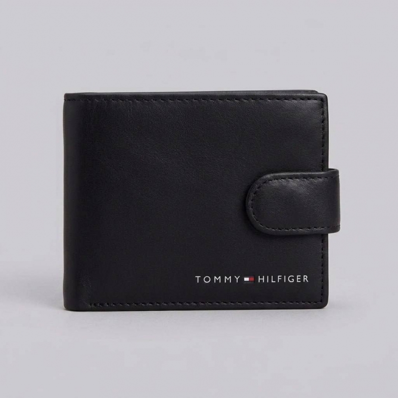 Черный мужской кошелек Tommy на кнопке К-148