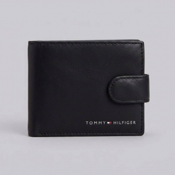 Черный мужской кошелек Tommy на кнопке К-148