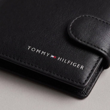 Черный мужской кошелек Tommy на кнопке К-148