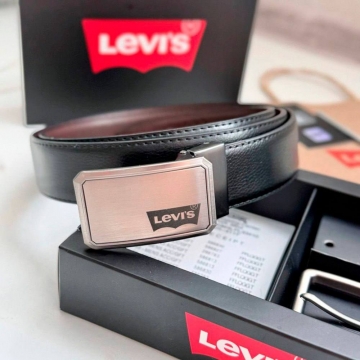 Шкіряний чоловічий брендовий ремінь Levis з 2 пряжками Р-303