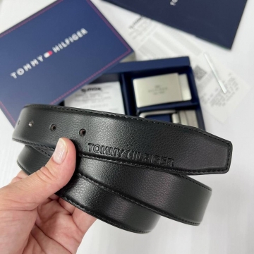 Брендовий чоловічий шкіряний ремінь Tommy з 2 пряжками Р-304