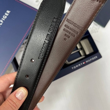 Брендовий чоловічий шкіряний ремінь Tommy з 2 пряжками Р-304