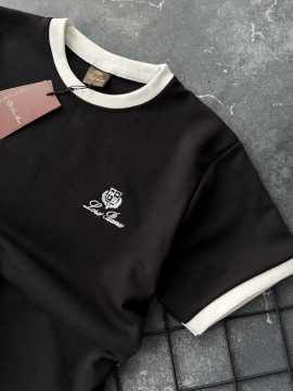 Брендовый мужской черный летний костюм Loro Piana шорты с футболкой К-1034