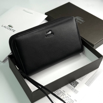 Кожаный мужской клатч Lacoste на 2 молниях К-156