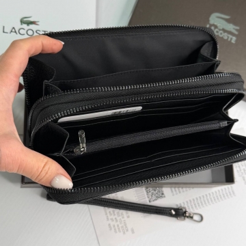 Кожаный мужской клатч Lacoste на 2 молниях К-156