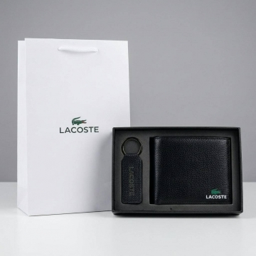 Черный мужской брендовый кошелек Lacoste К-160