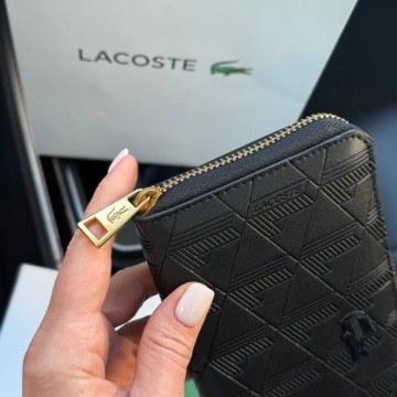 Черный мужской длинный брендовый кошлек Lacoste на молнии К-161