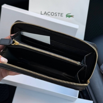 Черный мужской длинный брендовый кошлек Lacoste на молнии К-161