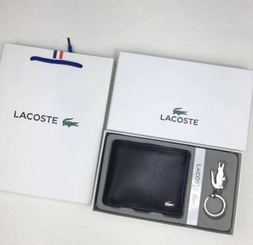 Шкіряний брендовий гаманець Lacoste з брелком К-168