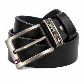 Черный мужской ремень Tommy из натуральной кожи Р-310