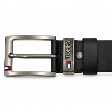 Черный мужской ремень Tommy из натуральной кожи Р-310
