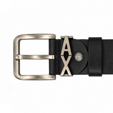 Черный кожаный мужской брендовый пояс Armani Р-316