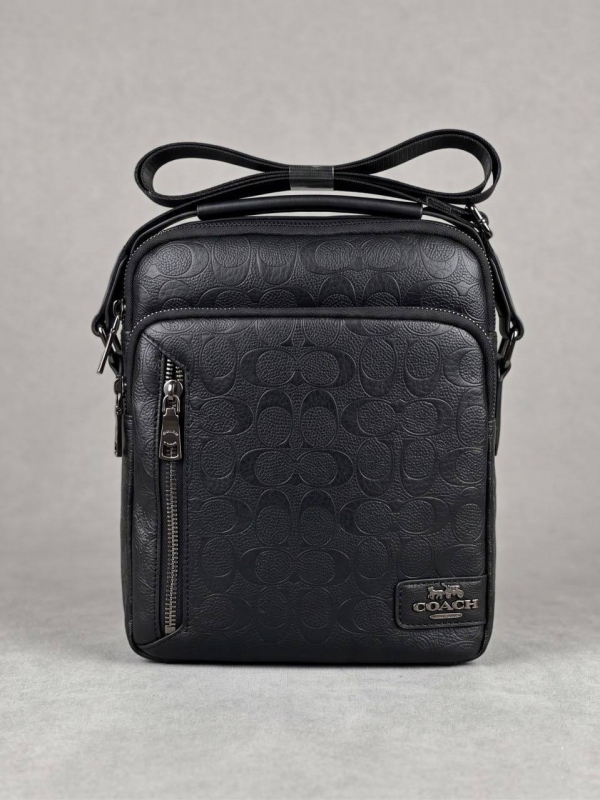 Черная брендовая мужская сумка Coach через плечо С-122