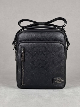Черная брендовая мужская сумка Coach через плечо С-122