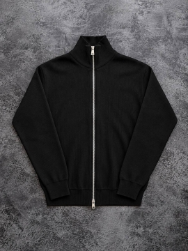 Черная мужская кофта в рубчик на двойной молнии Т-1504
