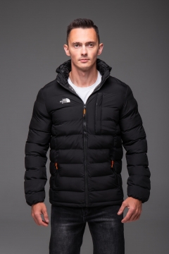 Черная мужская стеганая куртка демисезон TNF К-1694