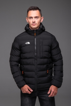 Черная мужская стеганая куртка демисезон TNF К-1694