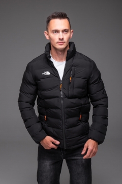 Черная мужская стеганая куртка демисезон TNF К-1694