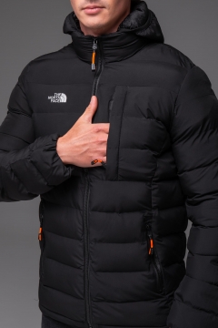 Черная мужская стеганая куртка демисезон TNF К-1694