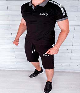 Черный Мужской Костюм Armani на Лето К-69