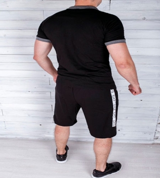 Черный Мужской Костюм Armani на Лето К-69