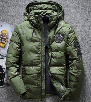 Модний Чоловік Зелений Пуховик з Каптуром Z-178