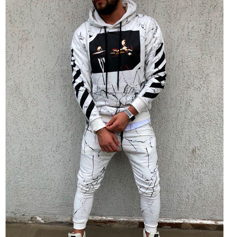 Модный белый спортивный костюм К-81