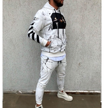 Модный белый спортивный костюм К-81