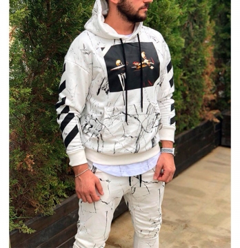 Модный белый спортивный костюм К-81