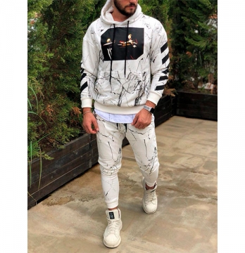 Модный белый спортивный костюм К-81