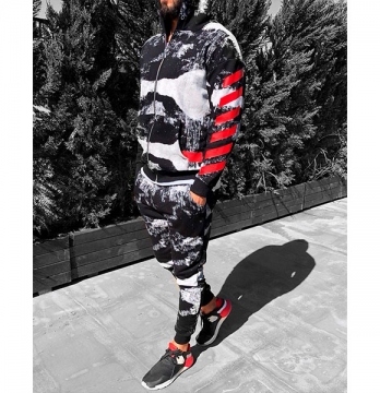 Модный темный мужской спортивный костюм К-90