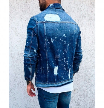 Синяя джинсовая мужская куртка К-200