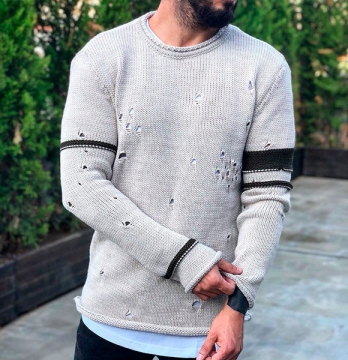 Стильный Серый Мужской Свитер S-156