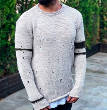 Стильный Серый Мужской Свитер S-156