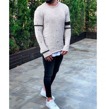 Стильный Серый Мужской Свитер S-156