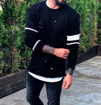 Черный мужской свитер S-157