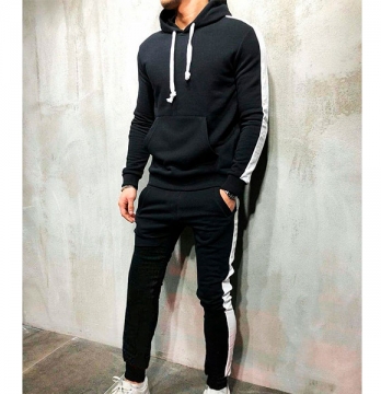 Черный спортивный костюм с белыми вставками К-99