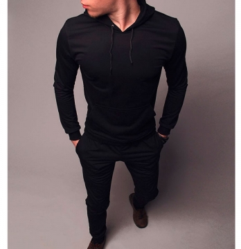 Мужской черный модный спортивный костюм К-103