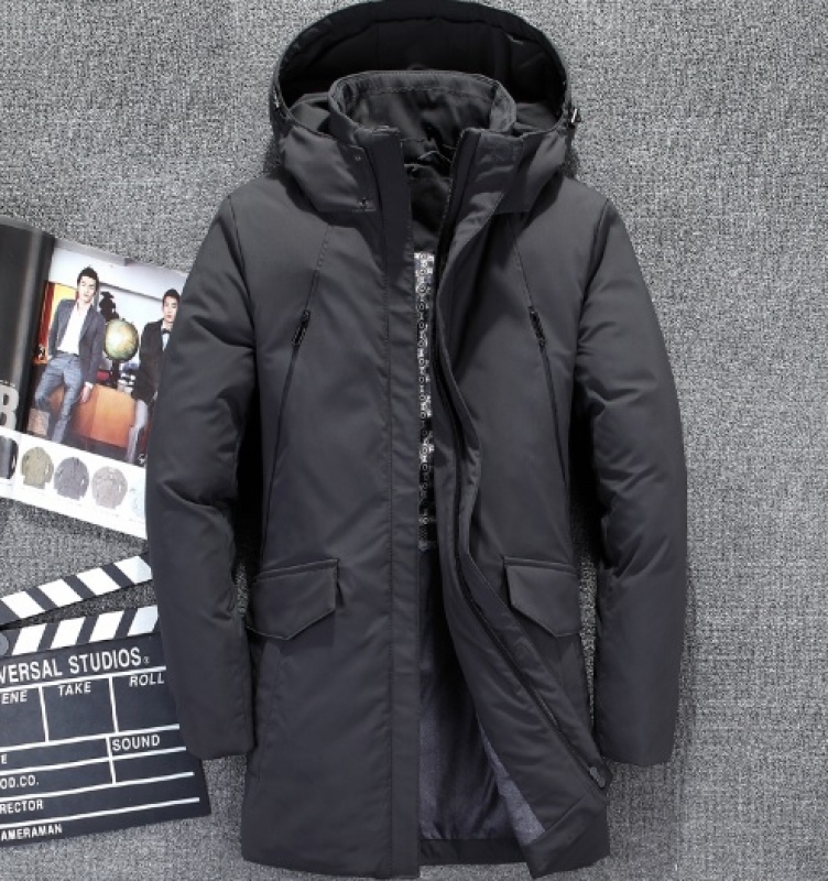 Стильная серая зимняя удлиненная куртка Z-179