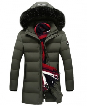 Темно зелений чоловічий довгий пуховик Z-185