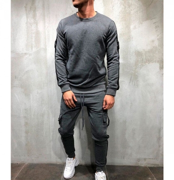 Стильный серый спортивный костюм К-110