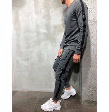 Стильный серый спортивный костюм К-110