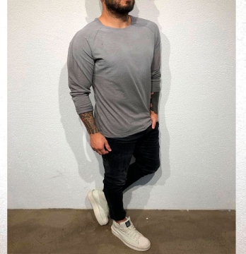 Серая модная кофта S-184