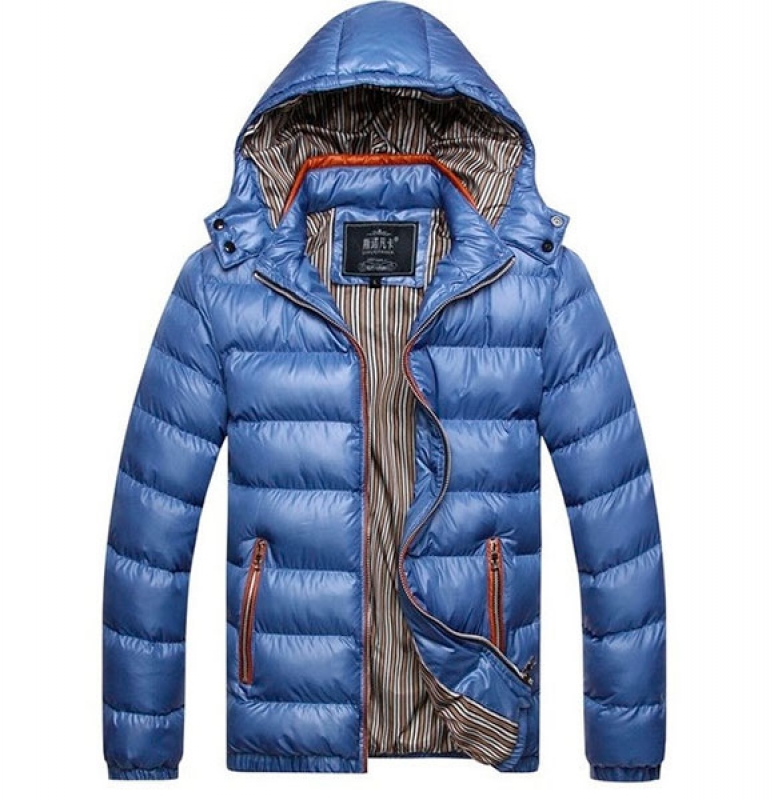 Синяя модная зимняя дутая курточка Z-195