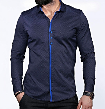 Модная рубашка с синими манжетами Р-544