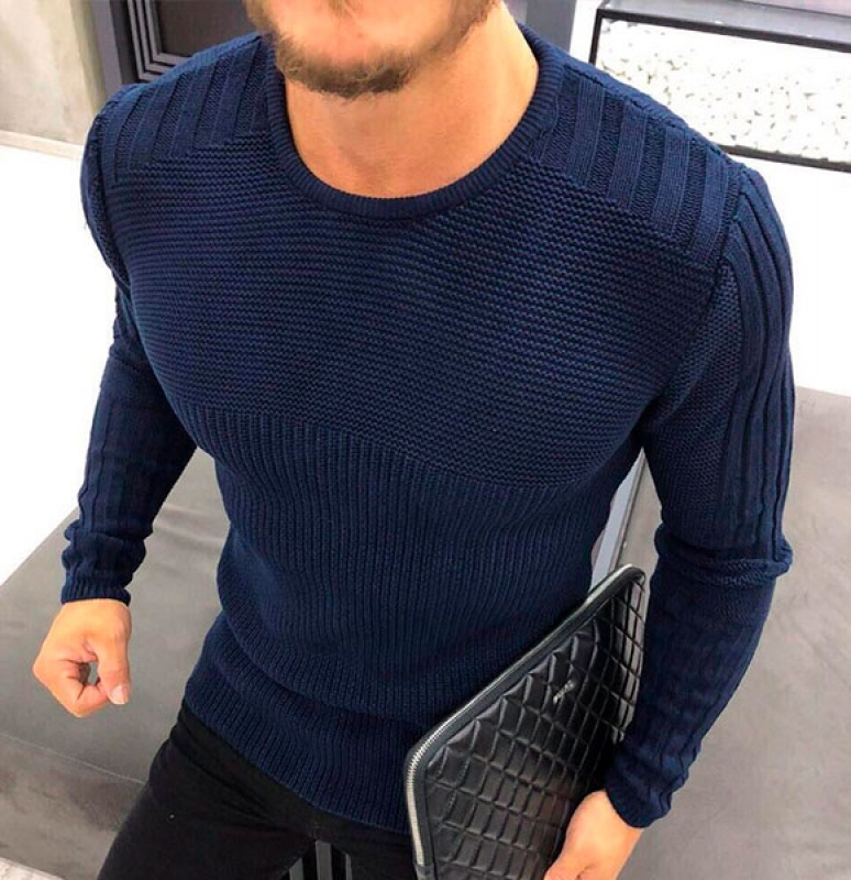 Синий свитер S-194